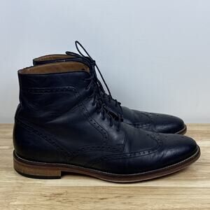 Johnston & Murphy Wingtip Leather Dress Boots Men's 10 M Black 59-12307